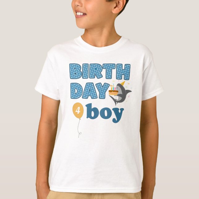 Shark Cake Birthday Boy | Add Age T-Shirt (Front)