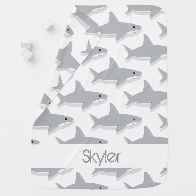 Shark Cartoon Character | Baby Blanket (In Situ)