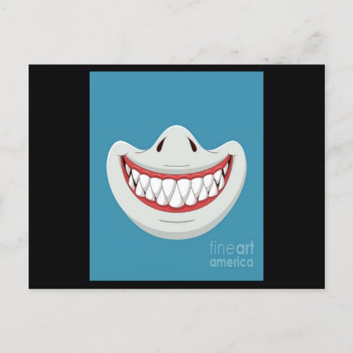 Shark Cartoon Jaw Scary Halloween Teeth Mouth Face Postcard
