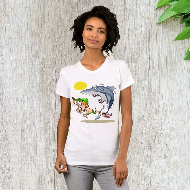 Shark Chasing A Boy Womens T-Shirt (Creator Uploaded)