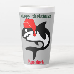 shark christmas family, customize personalized latte mug