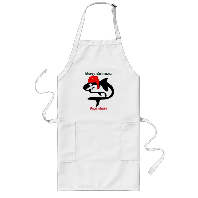 shark christmas family, customize personalized  long apron (Front)