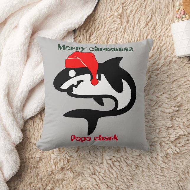 shark christmas family, customize personalized   throw pillow (Blanket)