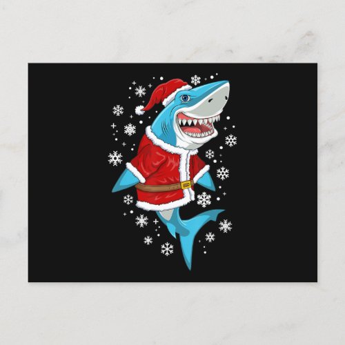 Shark Christmas Gift Santa Gifts Announcement Postcard