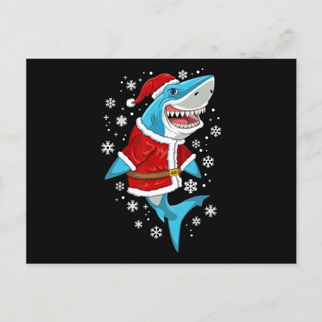 Shark Christmas Gift Santa Gifts Announcement Postcard (Front)