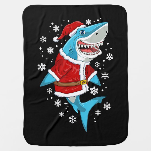 Shark Christmas Gift Santa Gifts Baby Blanket (Front)