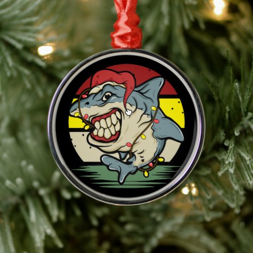 Shark Christmas  Metal Ornament