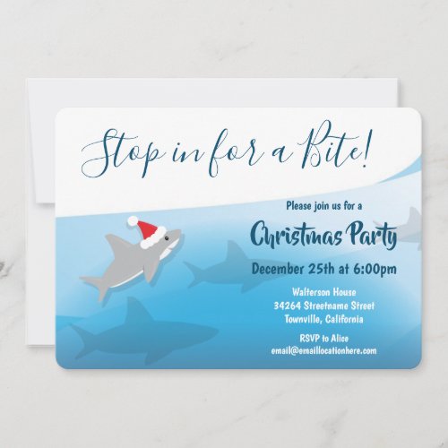 Shark Christmas Party Holiday Invitation