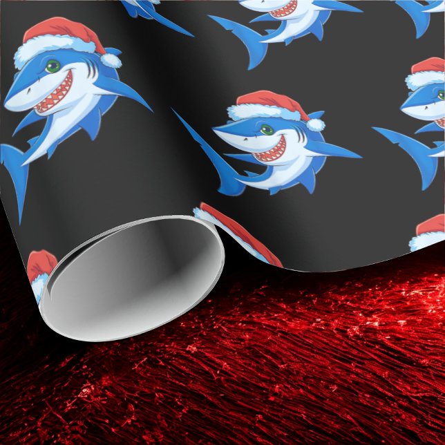 Shark Christmas Santa Hat Ocean Gift Wrapping Paper (Creator Uploaded)
