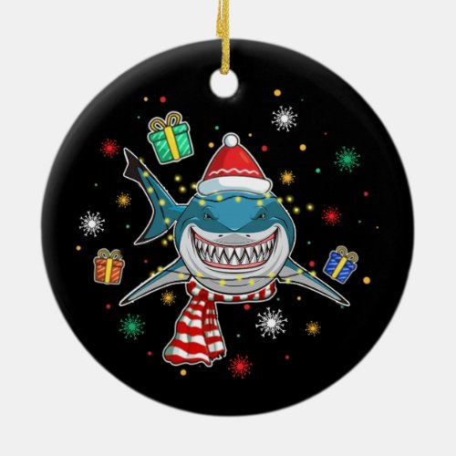 Shark Christmas Tree Ceramic Ornament