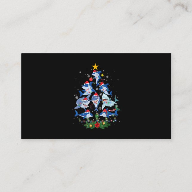 Shark Christmas Tree Funny Shark Lover Christmas P Enclosure Card (Front)