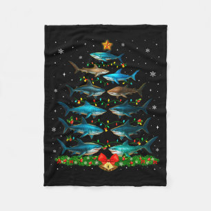 Shark Christmas Tree Ornament Funny Shark Lovers X Fleece Blanket