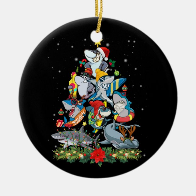 Shark Christmas Tree Ornament Shark Lovers (Front)