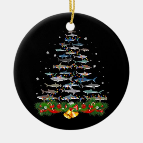 Shark Christmas Tree Shark Lovers Gifts Ceramic Ornament