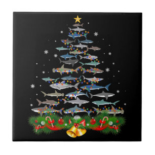 Shark Christmas Tree Shark Lovers Gifts Ceramic Tile