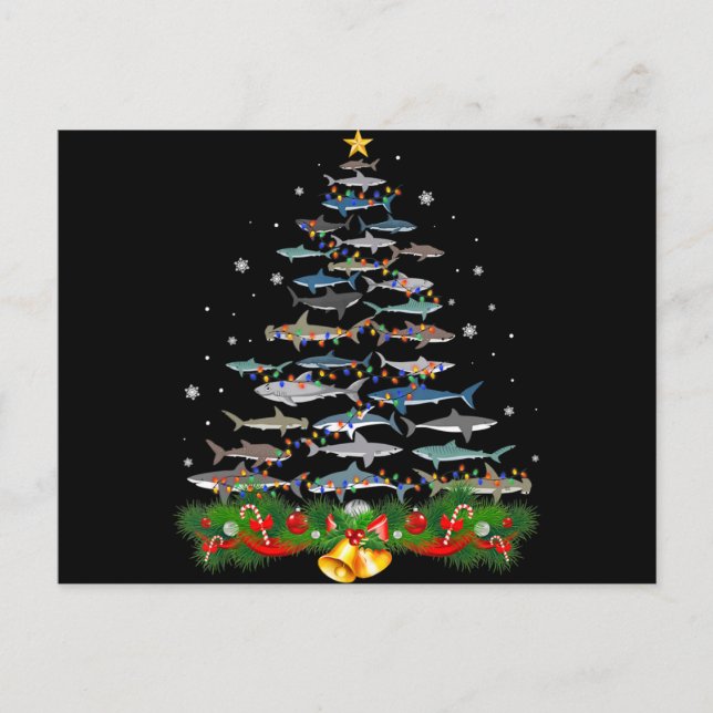 Shark Christmas Tree Shark Lovers Gifts Holiday Postcard (Front)