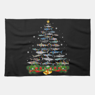 Shark Christmas Tree Shark Lovers Gifts Kitchen Towel