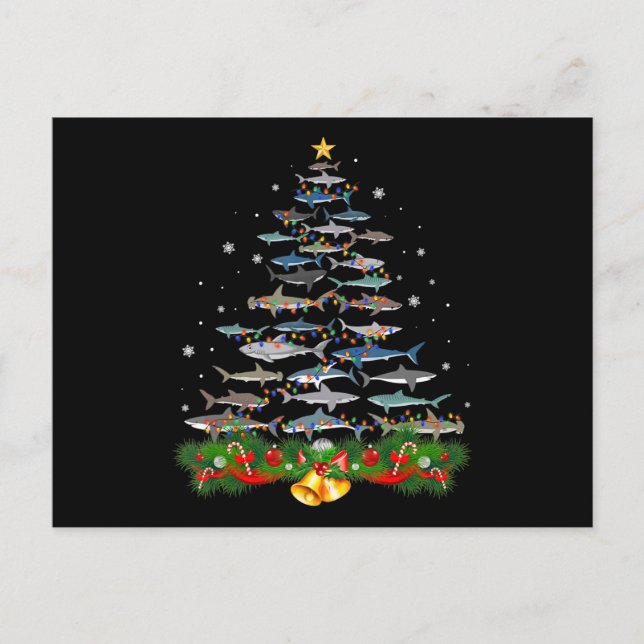 Shark Christmas Tree Shark Lovers Gifts Men Women Announcement Postcard (Front)