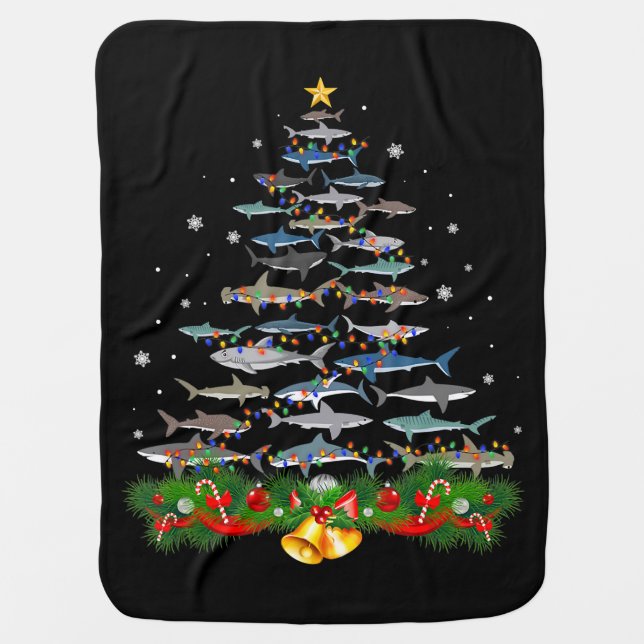 Shark Christmas Tree Shark Lovers Gifts Men Women Baby Blanket (Front)