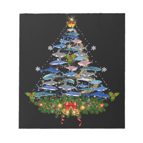 Shark Christmas Tree Shark Lovers Gifts Men Women Notepad