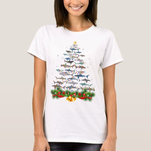 Shark Christmas Tree Shark Lovers Gifts Men Women T_Shirt