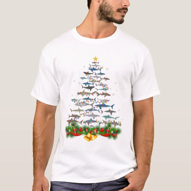 Shark Christmas Tree Shark Lovers Gifts T-Shirt (Front)