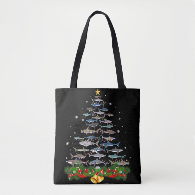 Shark Christmas Tree Shark Lovers Gifts Tote Bag (Front)