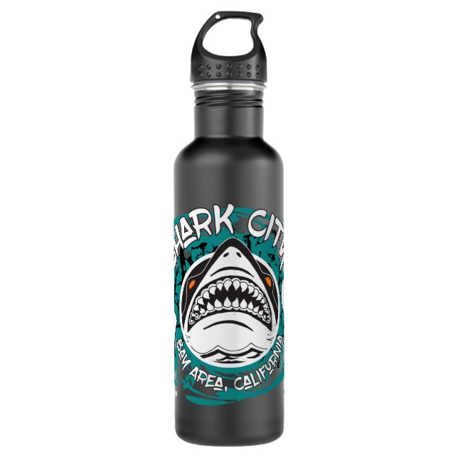 Shark City Teal Grunge Waterbottle Stainless Steel Water Bottle (Front)