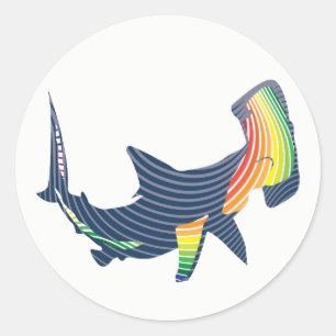 Shark Color Swirl Classic Round Sticker