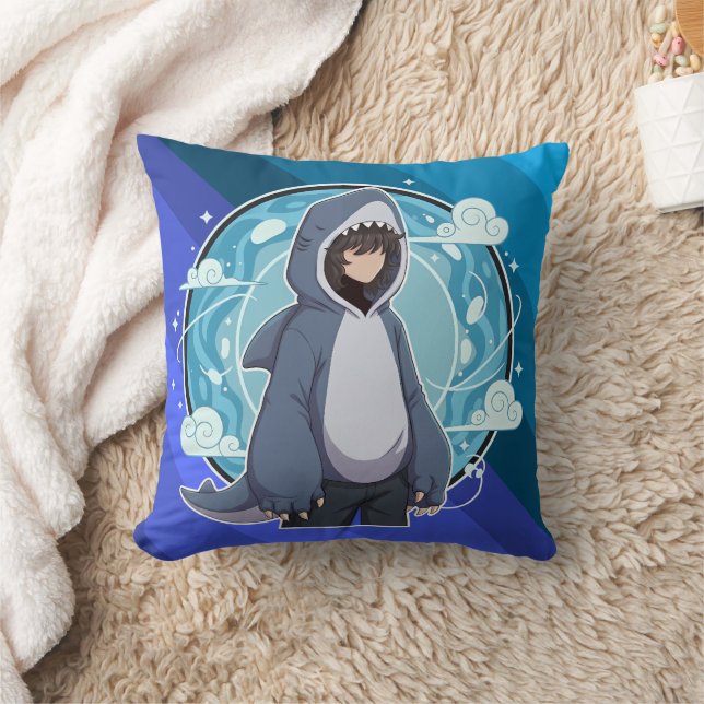 Shark Costume Coffee Art Throw Pillow (Blanket)