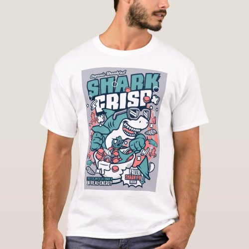 Shark Crisp Cereal pop art for Shark Week T_Shirt