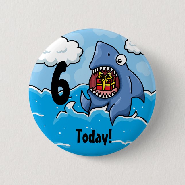 Shark Customisable birthday badge Button (Front)