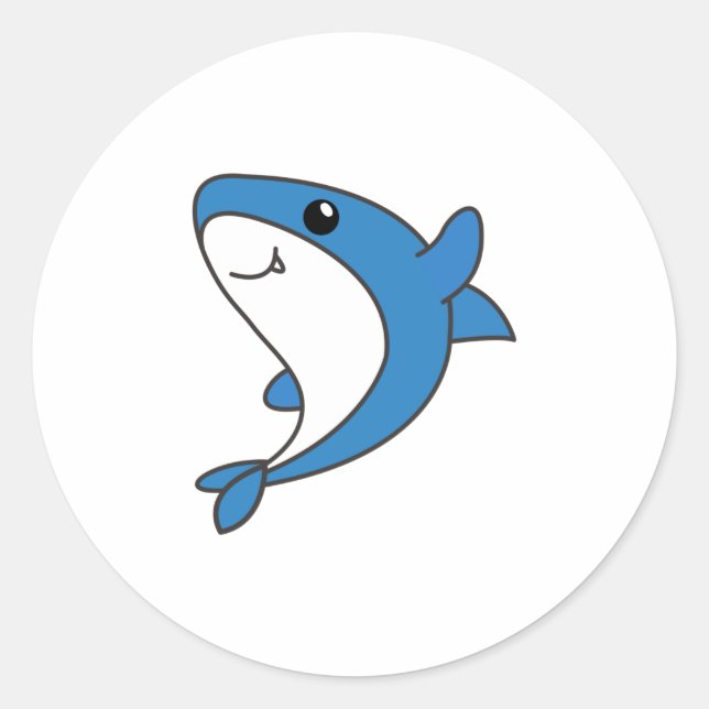 Shark. Cute Animals For Kids. Sharks Classic Round Sticker (Front)