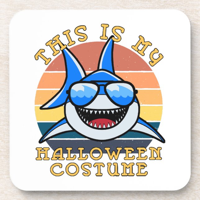 Shark Daddy Spooky Sunset Funny Beverage Coaster (Front)