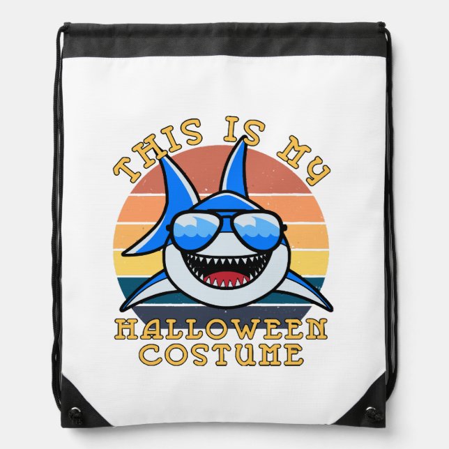 Shark Daddy Spooky Sunset Funny Drawstring Bag (Front)