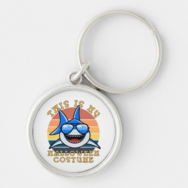 Shark Daddy Spooky Sunset Funny Keychain (Front)