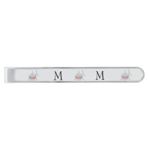 Shark Design Monogrammed Silver Finish Tie Bar