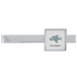 Shark Design Personalised Silver Finish Tie Bar