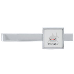 Shark Design Personalised Silver Finish Tie Bar