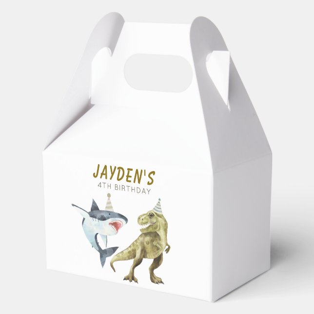 Shark & Dino Birthday Party  Favor Boxes (Front)