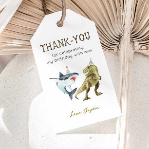 Shark & Dinosaur Birthday Thank You  Gift Tags
