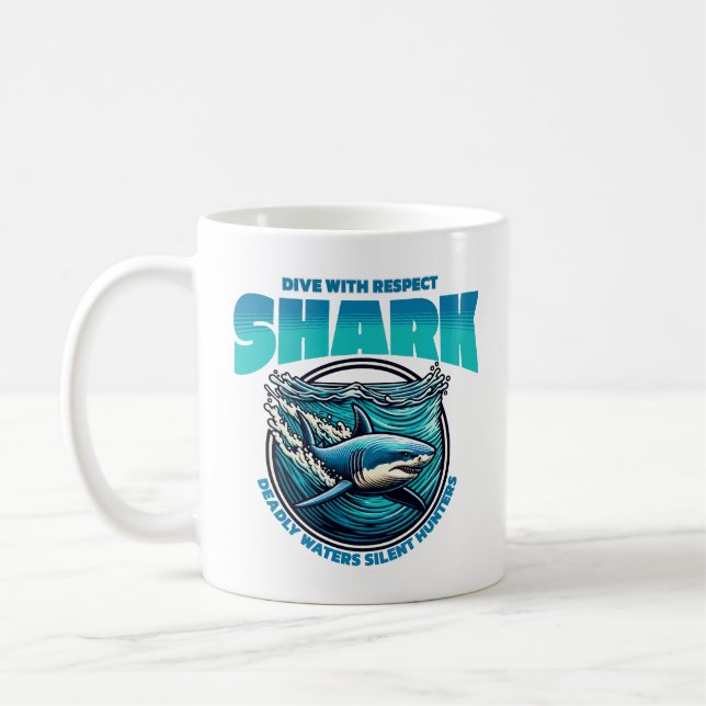 Shark Dive with Respect Coffee Mug (Left)