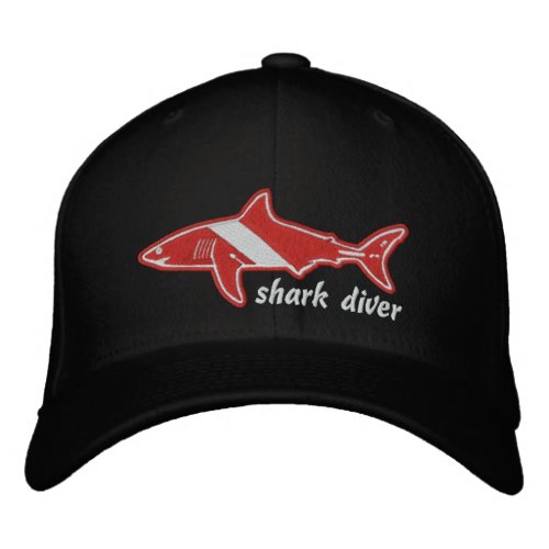 Shark Diver Dive Flag Cap