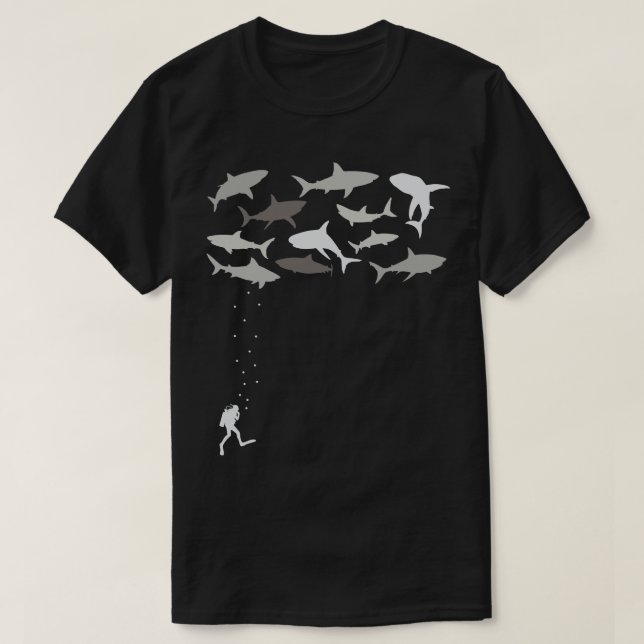 Shark diver dive Open Water Diver  T-Shirt (Design Front)