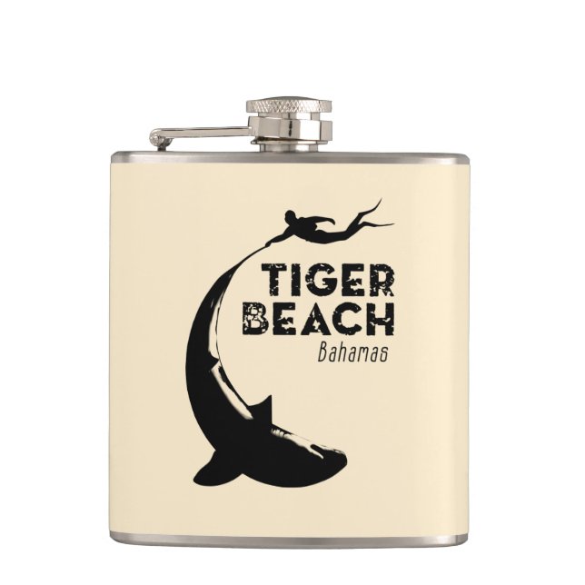 Shark Diving at Tiger Beach Flask (Front)