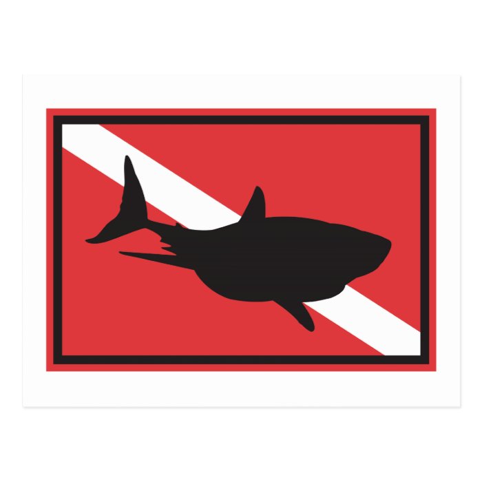 Shark Diving Flag Post Cards