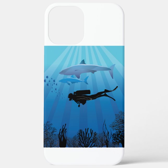 Shark Diving Scuba Diver Case-Mate iPhone Case (Back)