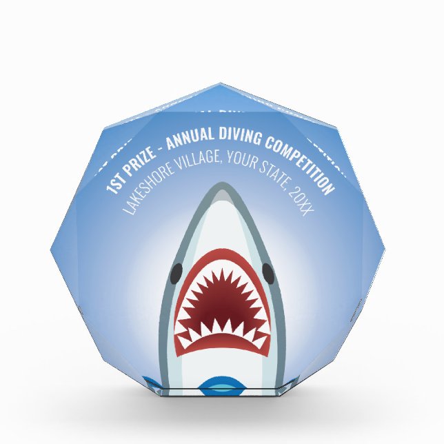 Shark Diving Swimming Competition, Race or Sales A Acrylic Award (Front)
