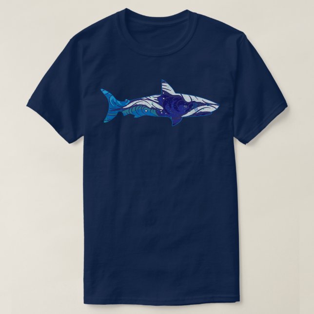 Shark double eposure Shark waves design  T-Shirt (Design Front)