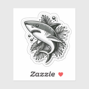 Shark Drawing: Deep Water Sticker #3